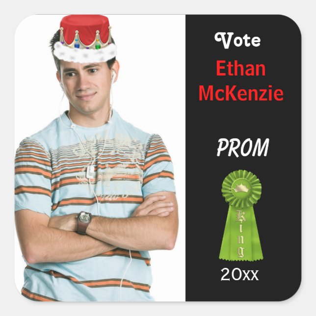 Vote me for Prom King (Green) Square Sticker (Front)