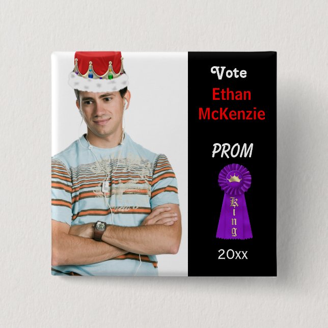 Vote me for Prom King (Purple) 15 Cm Square Badge (Front)