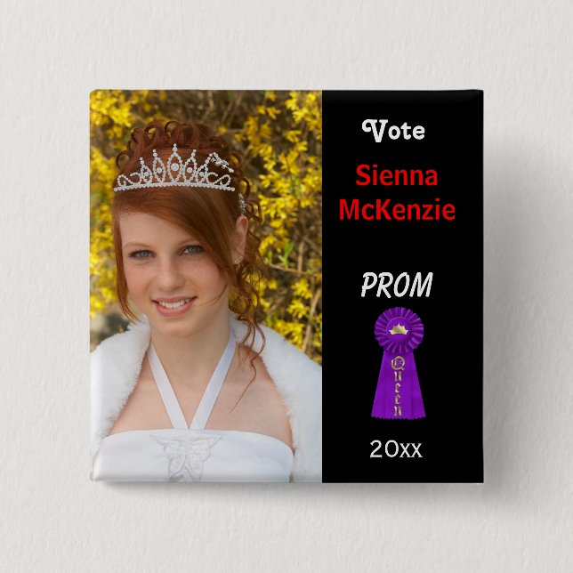Vote me for Prom Queen (Purple) 15 Cm Square Badge (Front)
