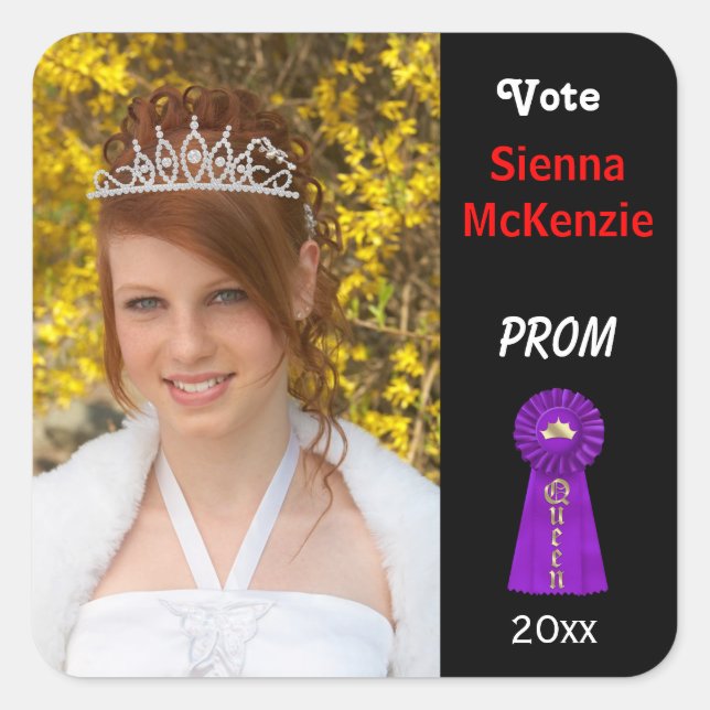 Vote me for Prom Queen (Purple) Square Sticker (Front)