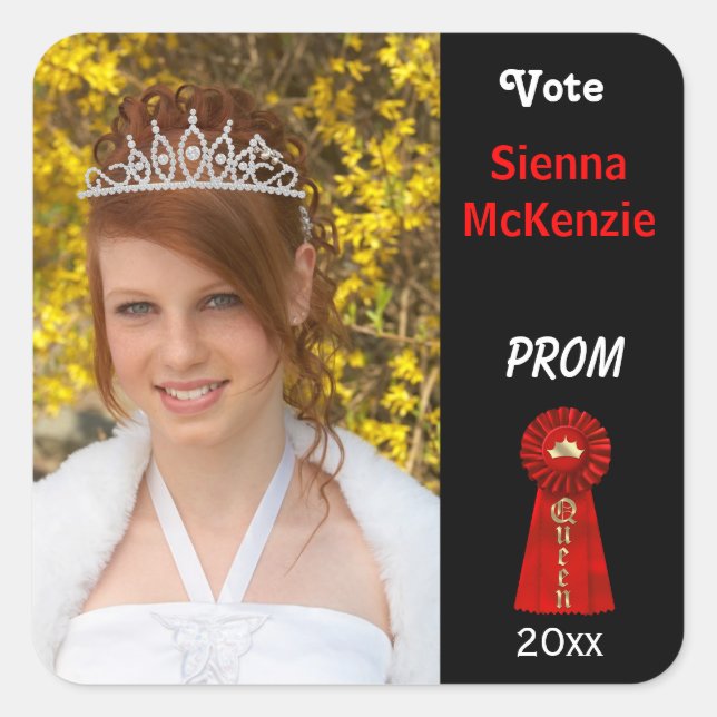 Vote me for Prom Queen (Red) Square Sticker (Front)
