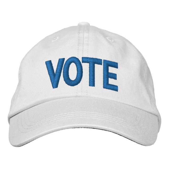 Vote modern blue typography election embroidered hat (Front)