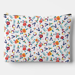 Vote Modern Floral in Green Pink Orange Blue Accessory Pouch