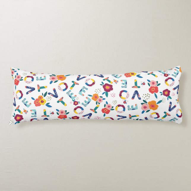 Vote Modern Floral in Green Pink Orange Blue Body Cushion (Front)