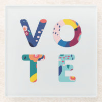 Vote Modern Floral Pattern Multicolored Coaster