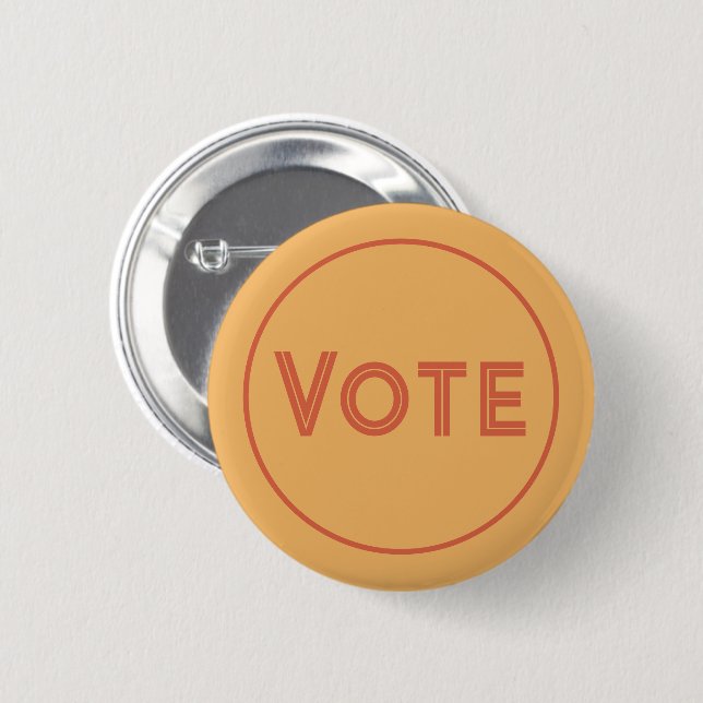 Vote Muted Orange 6 Cm Round Badge (Front & Back)