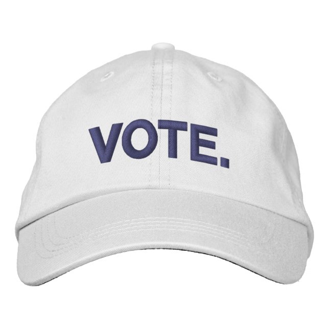 Vote navy blue and white modern bold text embroidered hat (Front)
