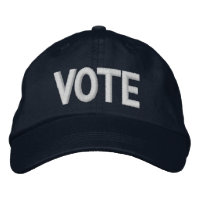 Vote navy blue white modern typography