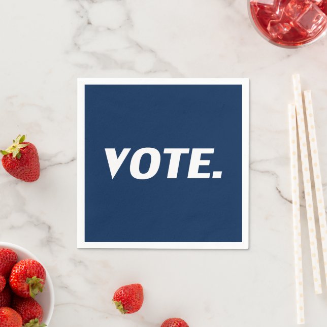 "Vote" navy blue white paper napkin (Insitu)