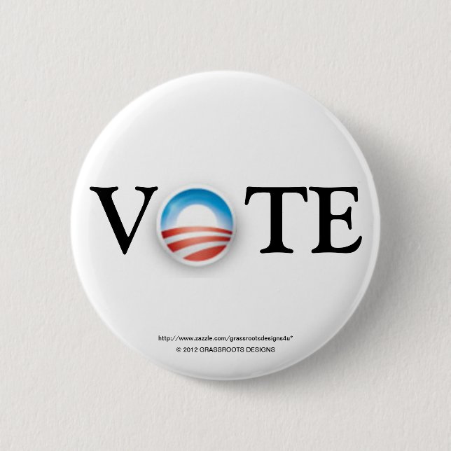 Vote Obama 2012 6 Cm Round Badge (Front)