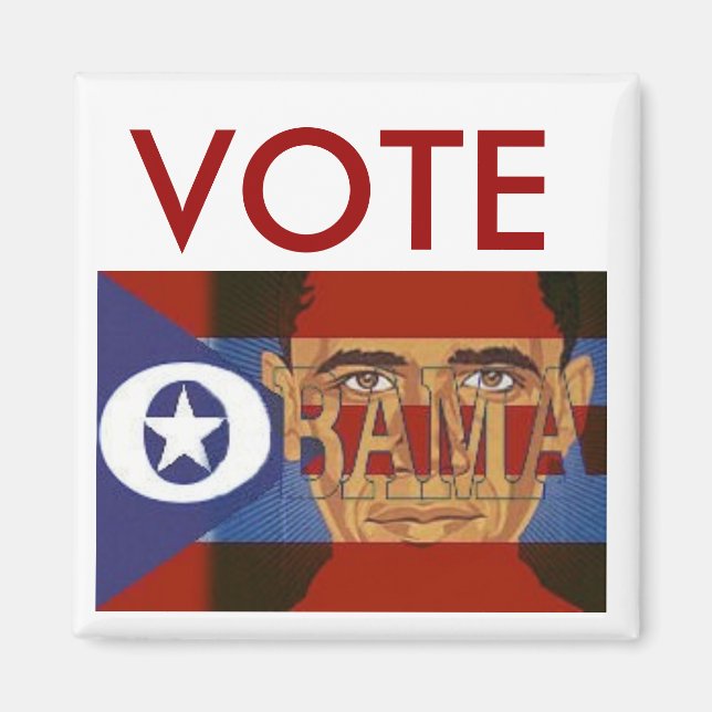 Vote Obama Square Magnet (Front)
