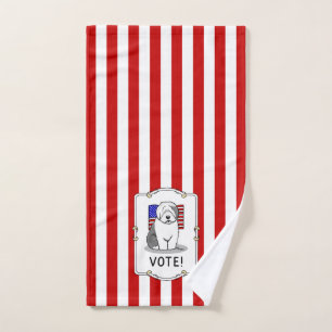 Vote! Old English Sheepdog Grey 1 Cute Political Bath Towel Set
