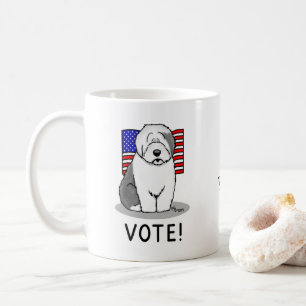 Vote! Old English Sheepdog Grey 1 Cute Political Coffee Mug