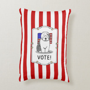 Vote! Old English Sheepdog Grey 1 Cute Political Decorative Cushion