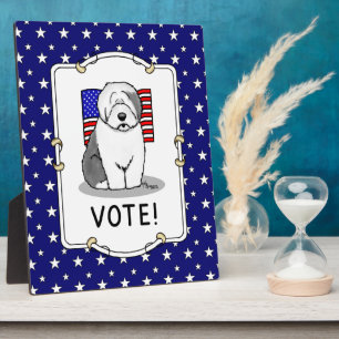 Vote! Old English Sheepdog Grey 1 Cute Political Plaque