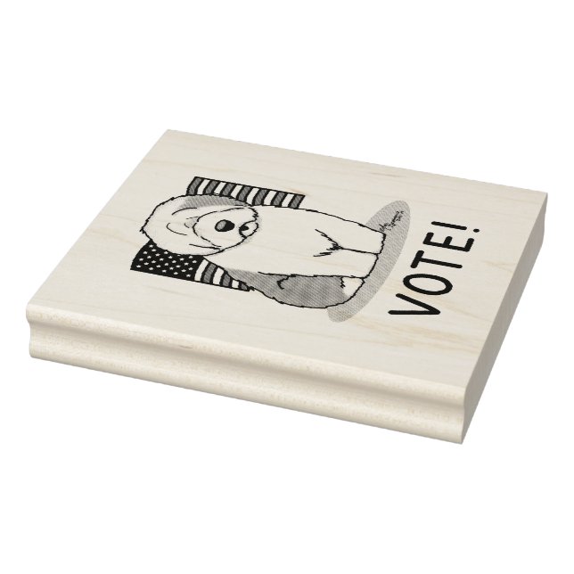 Vote! Old English Sheepdog Grey 1 Cute Political Rubber Stamp (Stamp)
