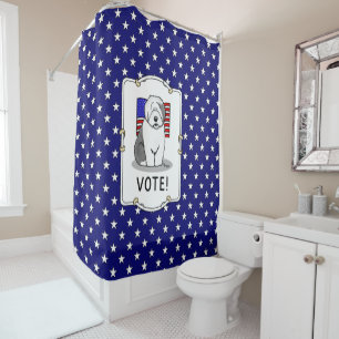 Vote! Old English Sheepdog Grey 1 Cute Political Shower Curtain