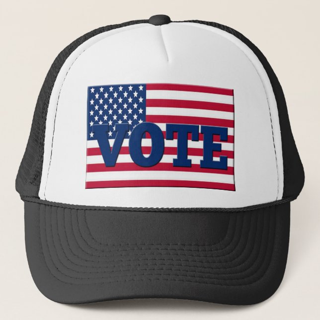 Vote on election day trucker hat (Front)