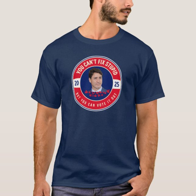 Vote Out Justin Trudeau | Canadian Political Humou T-Shirt (Front)