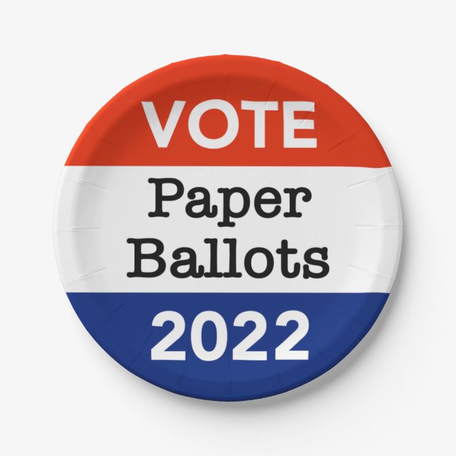 Vote Paper Ballots 2022 Midterm Election Plate (Front)