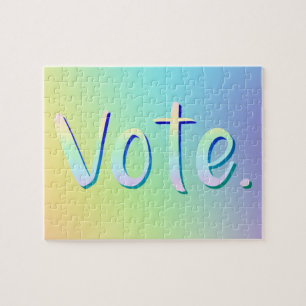 "Vote." Pastel Rainbow Gradient Jigsaw Puzzle
