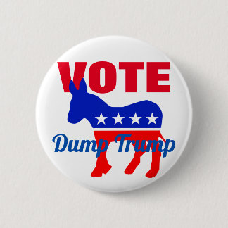 VOTE Patriotic Donkey, Stars, Dump Trump 6 Cm Round Badge