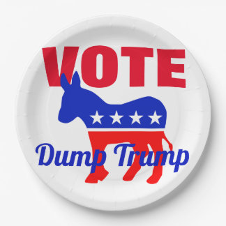 VOTE Patriotic Donkey, Stars, Dump Trump Paper Plate