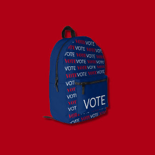 Vote Pattern Red White and Blue Printed Backpack