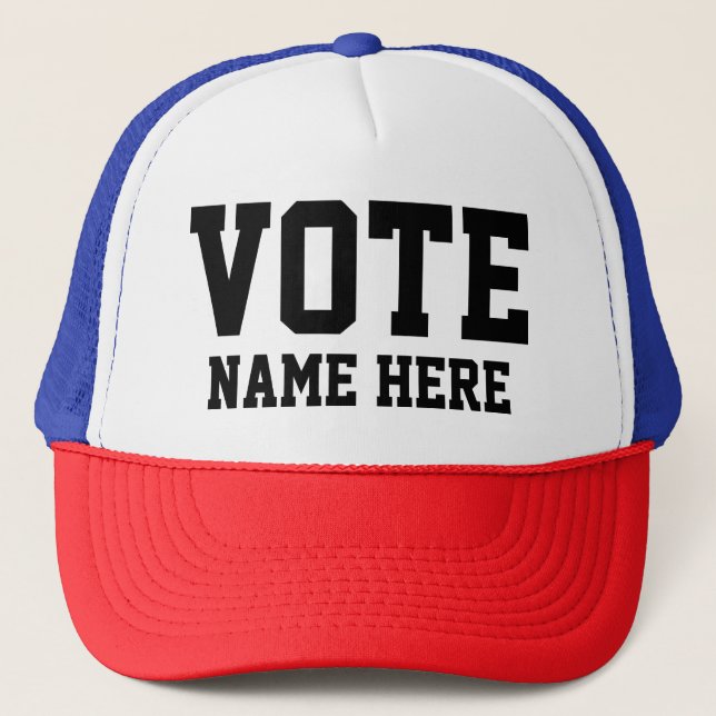 VOTE PERSONALIZE NAME TRUCKER HAT (Front)
