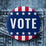 Vote political election stars and stripes 6 cm round badge<br><div class="desc">Pinback button badge with the tex vote and stars and stripes borders.</div>