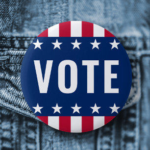 Vote political election stars and stripes 6 cm round badge