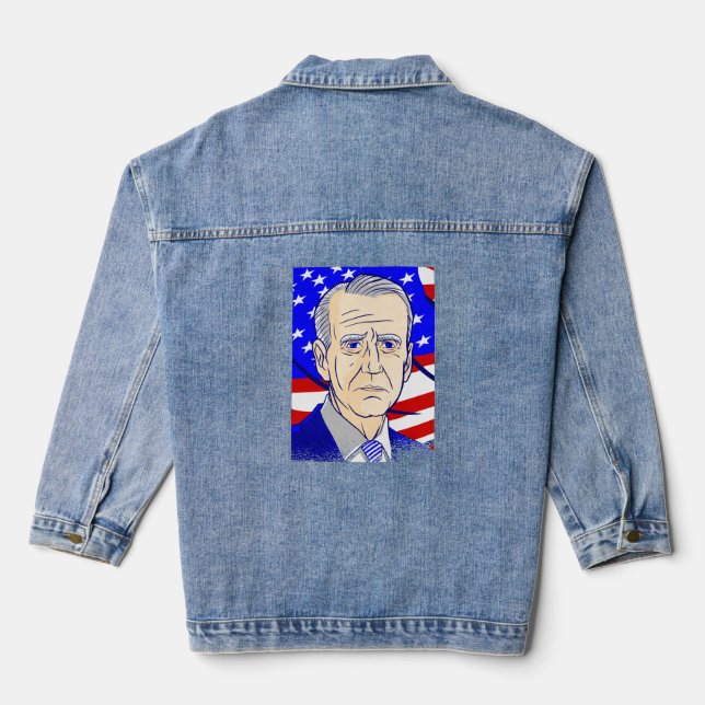 vote president biden american flag denim jacket (Back)
