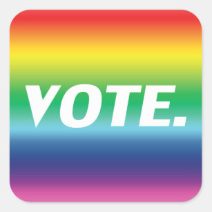 "vote" - pride lgbtq lgbt rainbow colours white square sticker