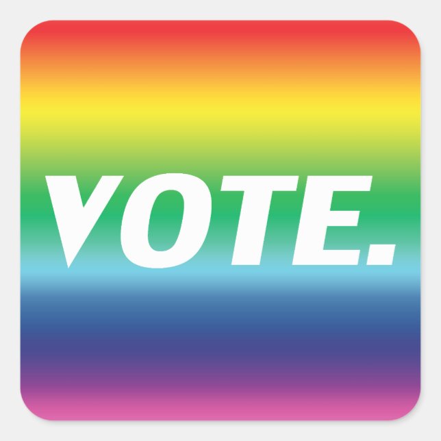 "vote" - pride lgbtq lgbt rainbow colours white square sticker (Front)