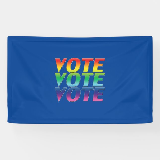 "Vote" Pride lgbtq lgbt rainbow flag colours blue Banner (Horizontal)