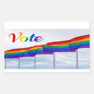 Vote Rainbow Flag Gay Pride LGBTQ Election Rectangular Sticker