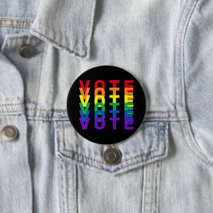 VOTE Rainbow Letters 7.5 Cm Round Badge