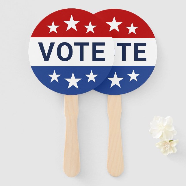Vote Red and Blue Election Hand Fan (Front and Back)