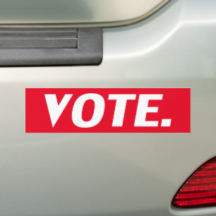 Vote red and white modern typography bumper sticker