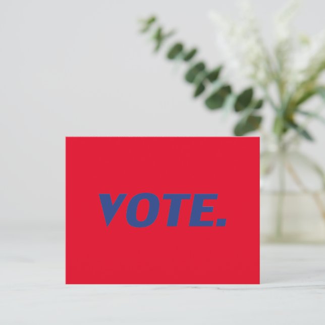 Vote red blue modern typography political election postcard (Standing Front)
