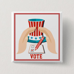 Vote Red Presidential Election 15 Cm Square Badge