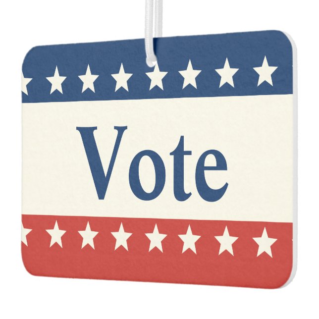 Vote Red White and Blue Patriotic with Stars Car Air Freshener (Left)