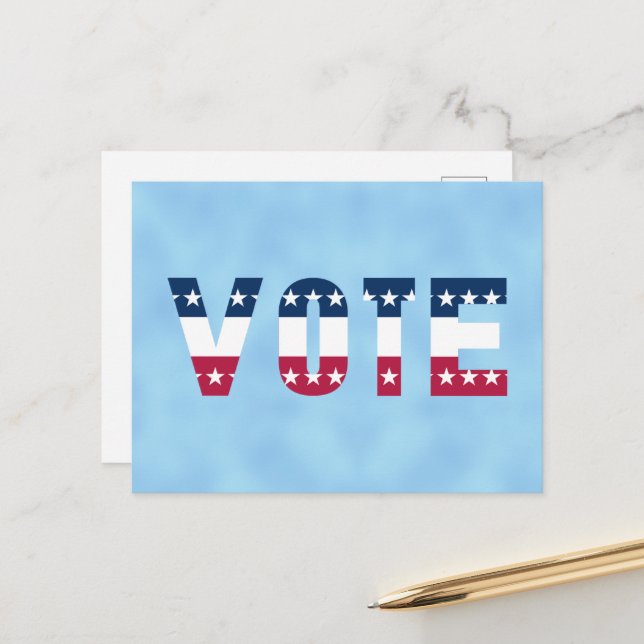VOTE Red White and Blue (Stars) Postcard (Front/Back In Situ)