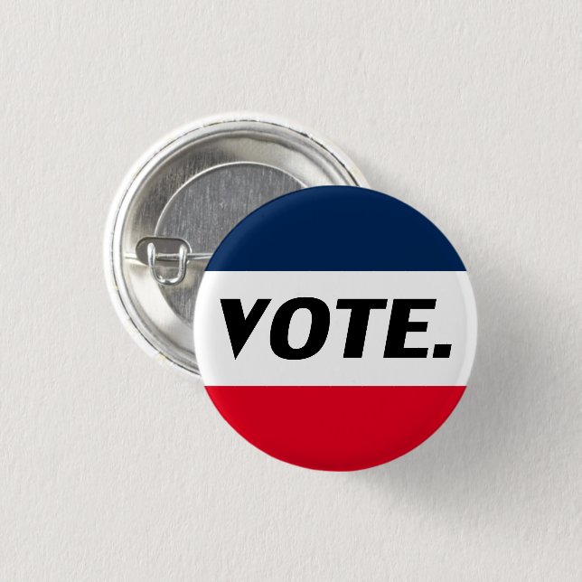 Vote red white blue black modern 3 cm round badge (Front & Back)