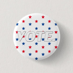 Vote red white blue stars pattern patriotic modern 3 cm round badge