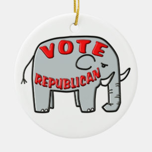 VOTE REPUBLICAN (Elephant) Ceramic Tree Decoration