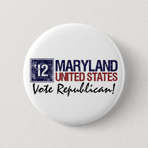 Vote Republican in 2012 – Vintage Maryland 6 Cm Round Badge