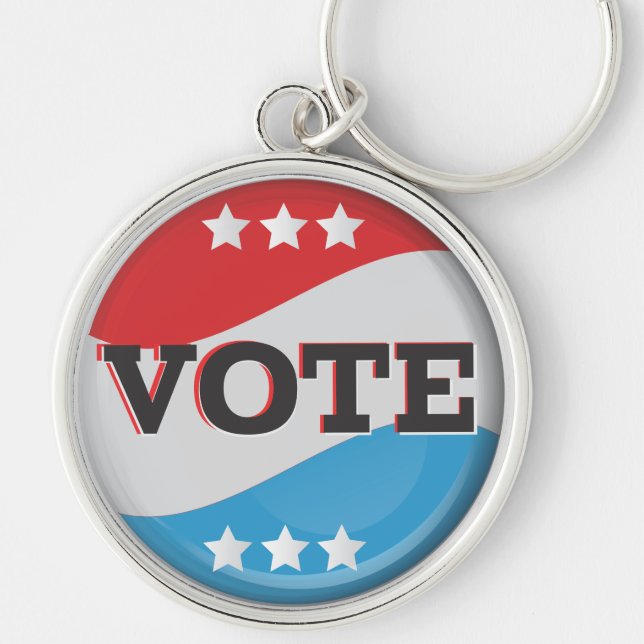 Vote Retro Badge Key Ring (Front)