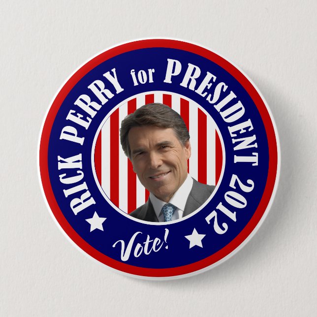 Vote Rick Perry for President 2012 7.5 Cm Round Badge (Front)