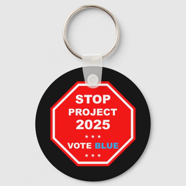 Vote Save Democracy Stop Project 2025  Key Ring (Front)